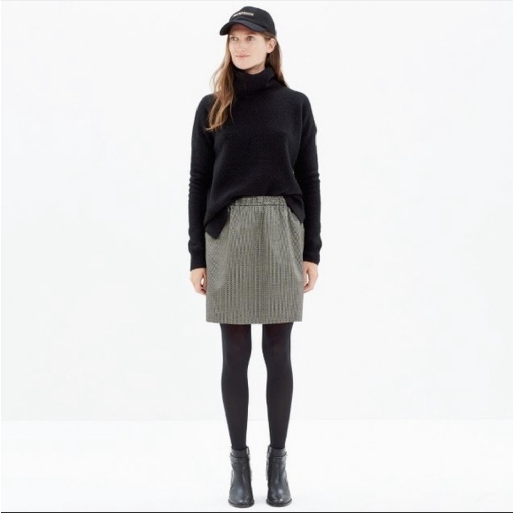 Madewell jacquard party ruffle mini skirt in metallic gold & black size medium